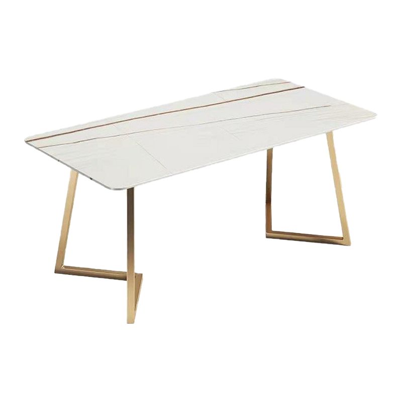 Traditional Luxury Dining Table Sintered Stone Rectangle Table with Gold Base