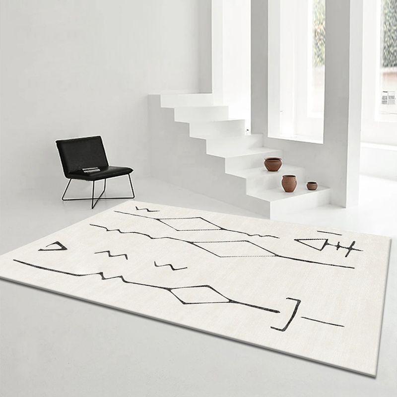 Apricot Modern Rug Blended Line Rug Non-Slip Backing Rug for Drawing Room