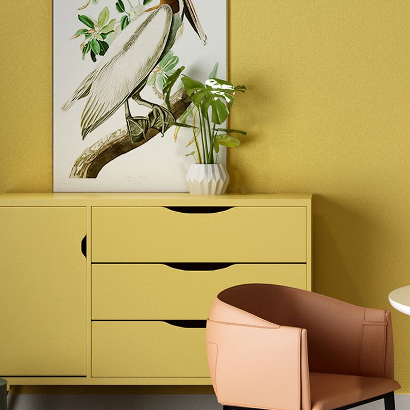 Minimalistic Solid Wallpaper Roll PVC Temporary Yellow Wall Decor for Kitchen, Self-Stick