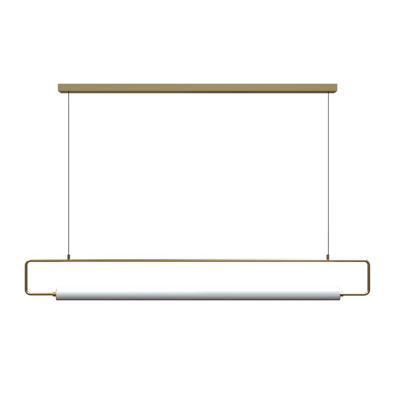 Rettangolo di metallo sull'illuminazione dell'isola moderna lampada sospensione a soffitto a led sul tavolo da pranzo