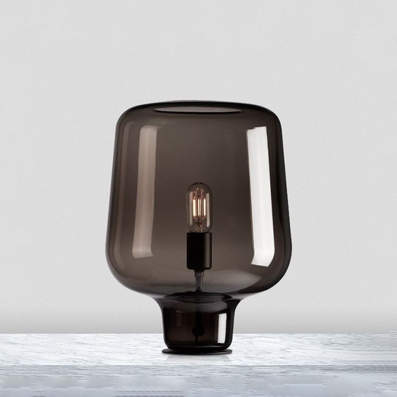 Smoke Glass Shaded Task Lighting Modernist 1 Bulb Small Desk Lamp for Living Room