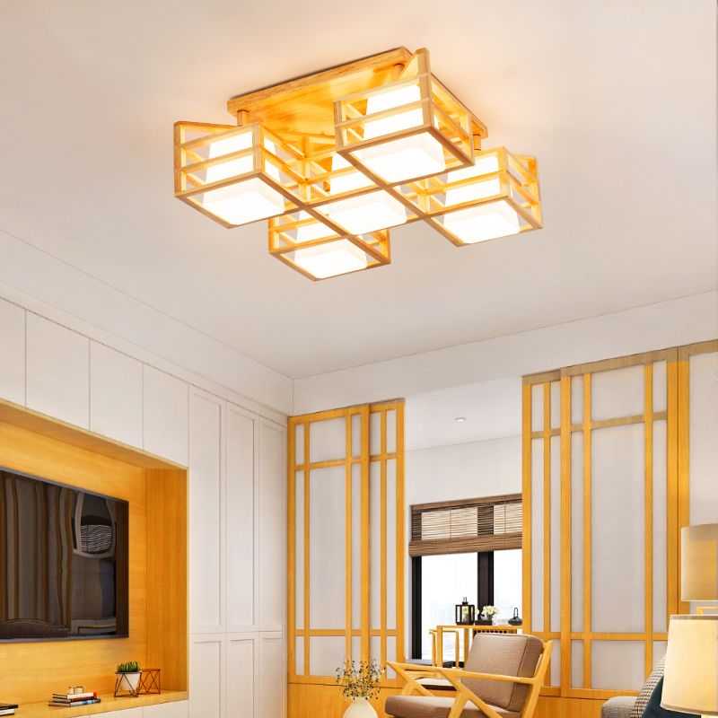 Log kleur geometrische inbouw in moderne creatieve stijl houten plafondarmatuur voor binnen