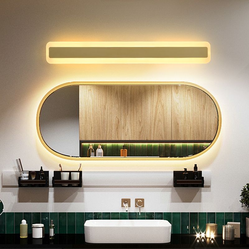Linear Shape Metal Wall Sconce Modern Style Single Light Mirror Wall Mount Light