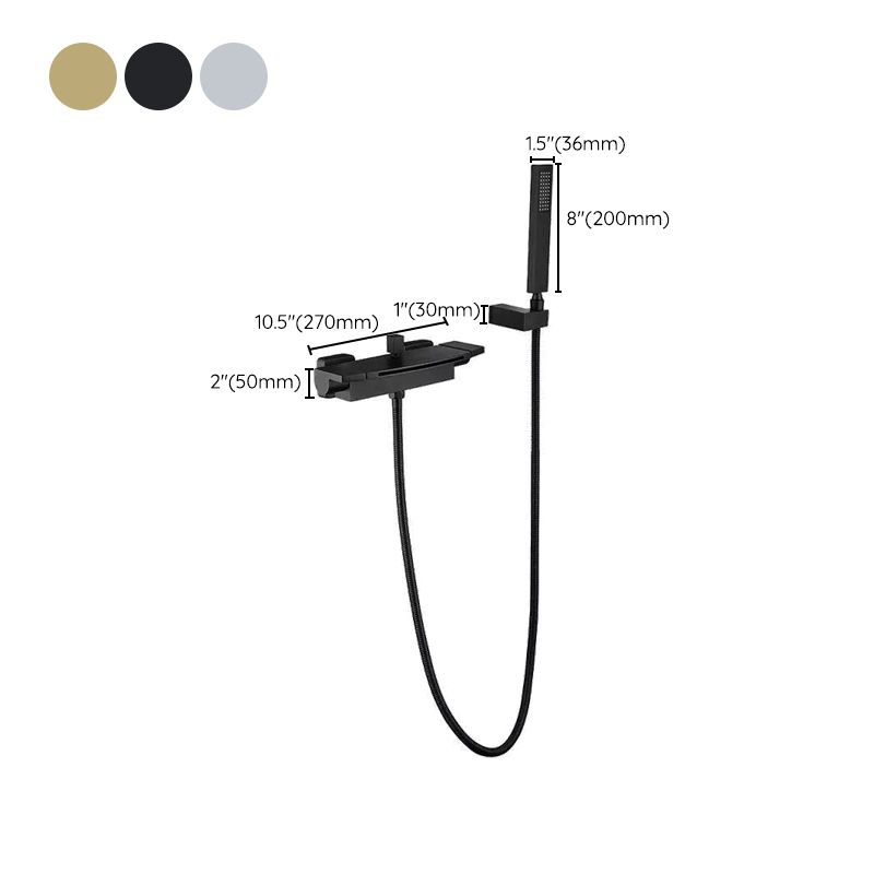 Wall Mounted Metal Tub Filler Low Arc Waterfall Bathroom Faucet