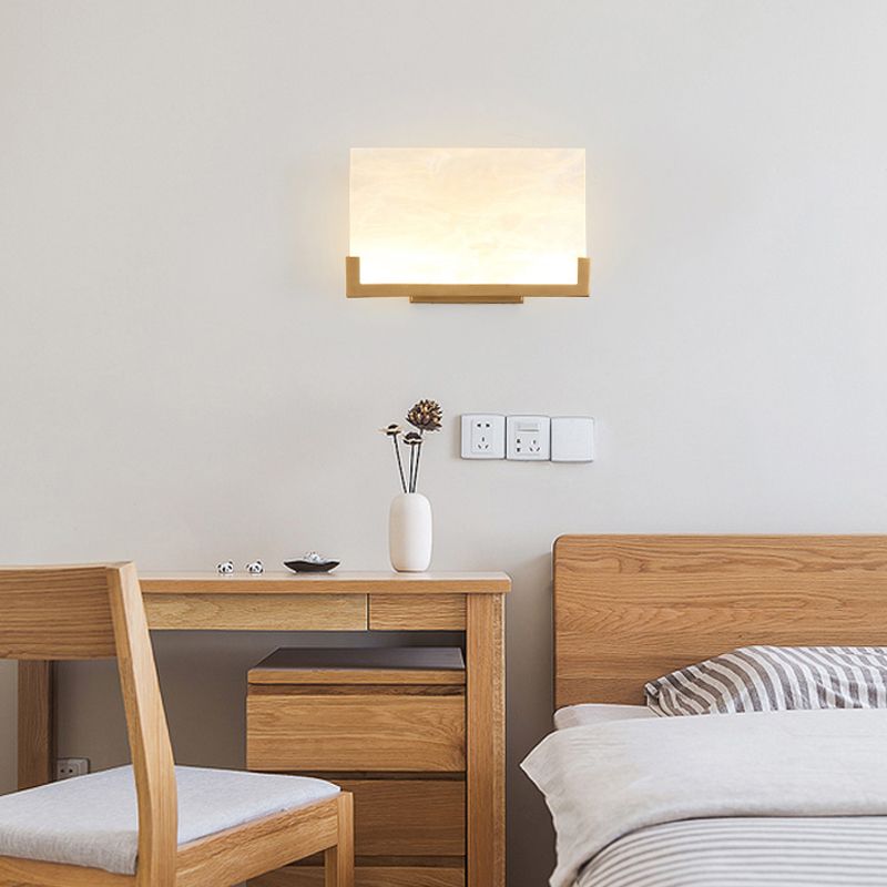 Rectangle Acrylic Sconce Light Classic 1 Light Bedside Wall Mounted Lighting in White
