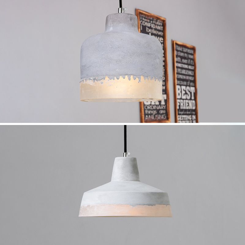 1-leichte graue Schatten-Anhängerlampe moderne minimalistische Zementlampe für Wohnzimmer