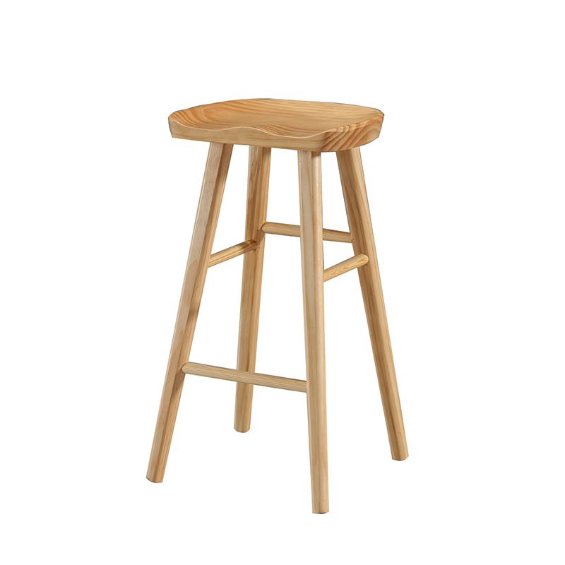 Industrial Style Bar-stool with Wooden Legs Saddle Seat Counter Stool for Kitchen Bar