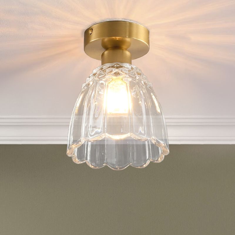 Modern Simple Glass Ceiling Light Bell Shape Ceiling Lamp for Bedroom