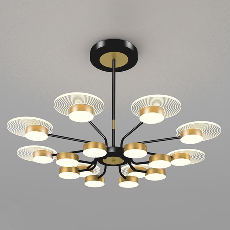 Bloemen woonkamer kroonluchter verlichting acryl minimalistische led hanger lamp in black-gold