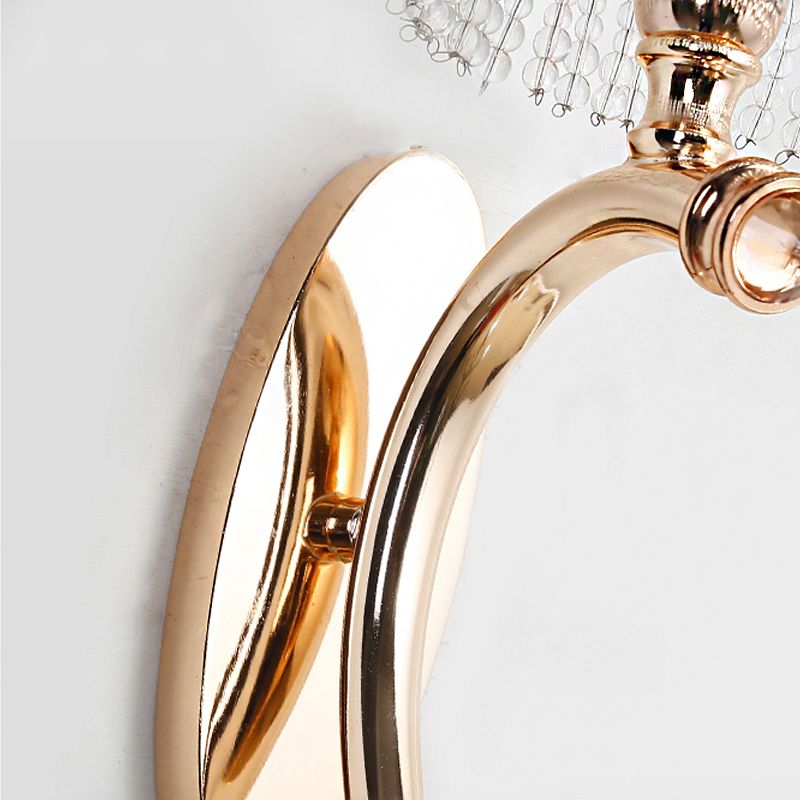 Cone dormitorio pared apliques lámpara de cristal transparente tradicional 1 lámpara de pared dorada ligera con brazo curvilíneo de metal