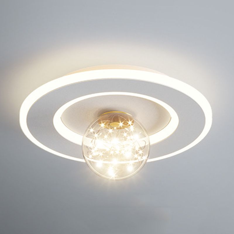 Modern Geometric Flush Light Fixture Metal 2 Light Flushmount Lighting