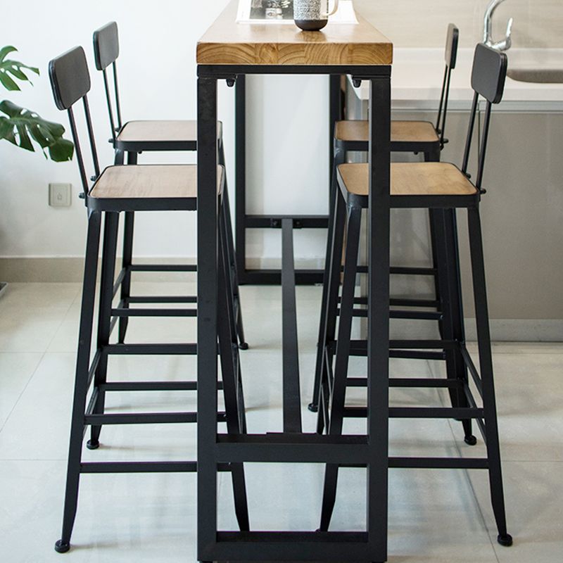 1/5 Pieces Industrial Rectangular Pub Table Set Wooden Counter Table with High Stools