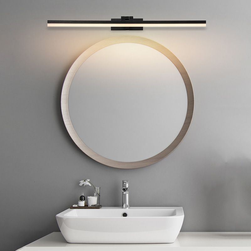 Simplicity Metal Straight Mirror Light Modern Aluminum 1 Light Wall Sconce for Bathroom