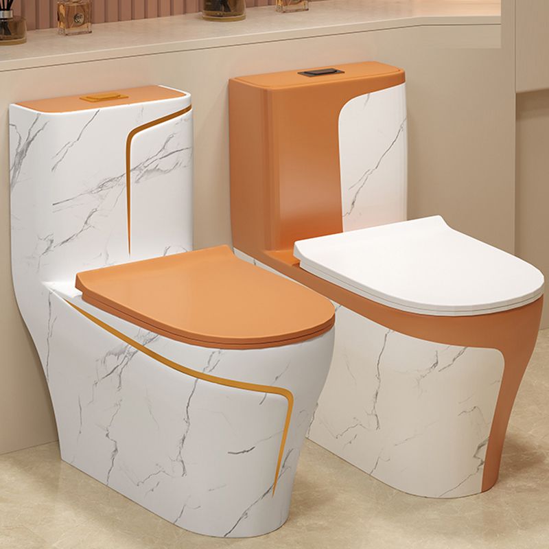 Traditional Orange Ceramic Flush Toilet Floor Mounted Urine Toilet for Washroom