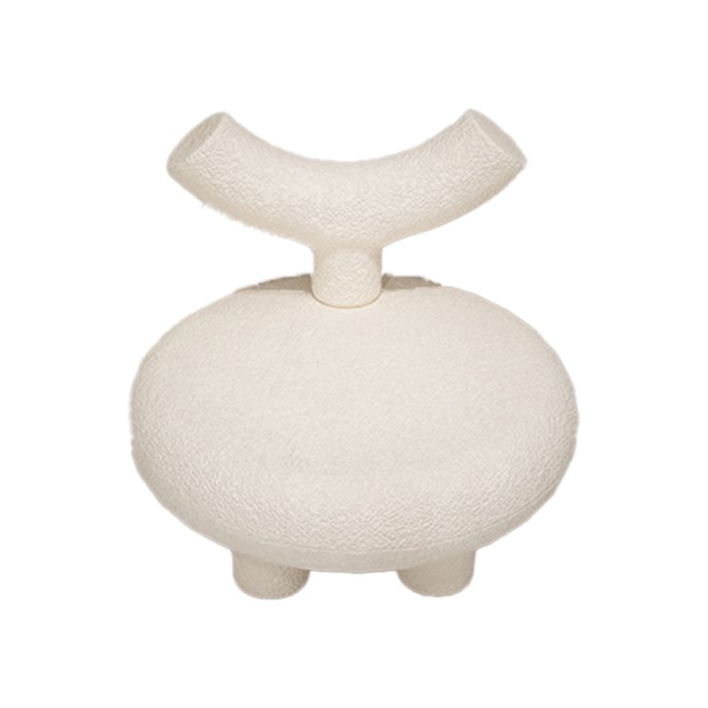 Scandinavian White Wool Parsons Chair with Fixed Back and 4 Legs