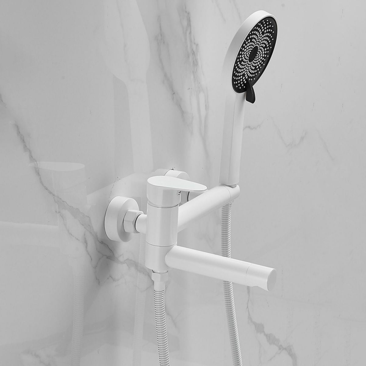 Contemporary Wall Mounted Tub Filler Single Handle Metal Faucet