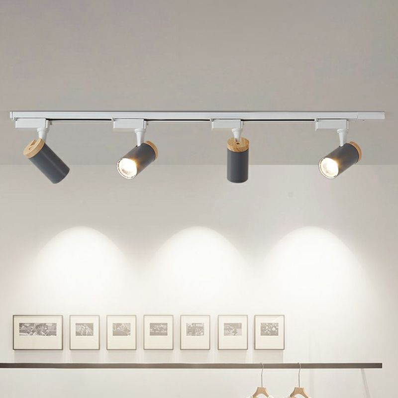 Tube Shaped LED Track Lamp Minimalist Metal Bedroom Semi-Flush Mount Ceiling Light