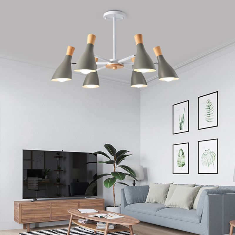 Multi Light Cone Hangende kroonluchter Moderne Macaron Style Metal Hanging Lamp voor restaurant