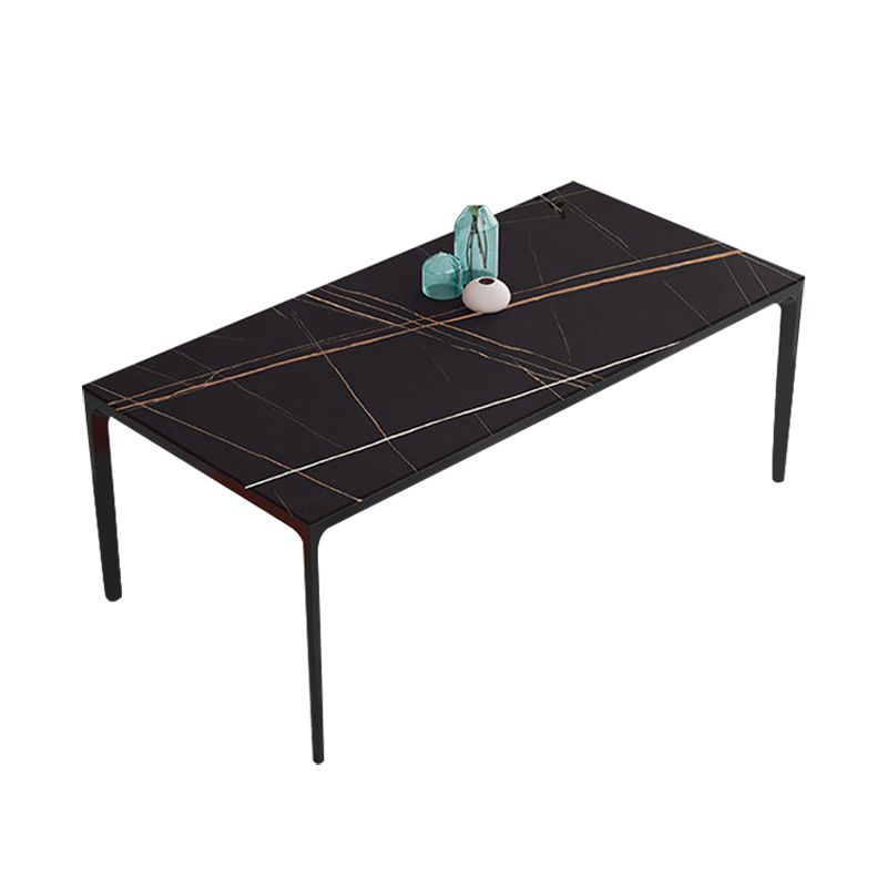 Industrial Sintered Stone Kitchen Table Rectangle Fixed Dining Room Desk