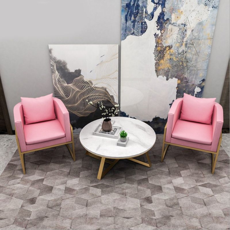 Modern Round Marble Coffee Table Metal Cross Legs Coffee Table