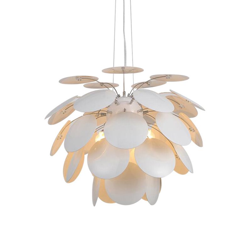 Metal Pinecone Hanging Ceiling Light Minimalist 19.5"/23.5" Wide 1 Light White Suspension Pendant