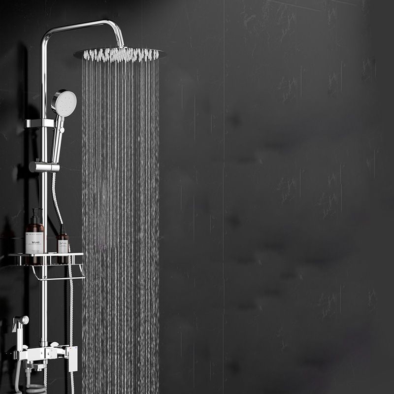 Wall Mounted Rectangle Shower System Spot Resist Copper Modern Style Shower System