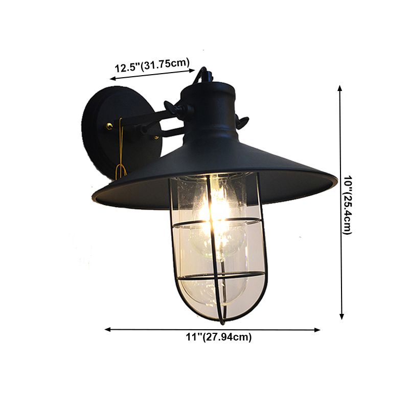Lampada a parete in gabbia in gabbia in stile industriale 1 illuminazione montata a parete in nero