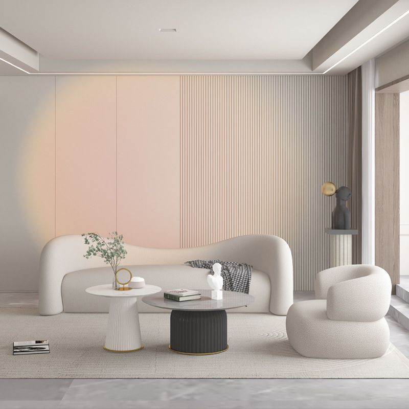 Contemporary Curved Sofa Sloped Arm Sofa with Tight Back for Living Room