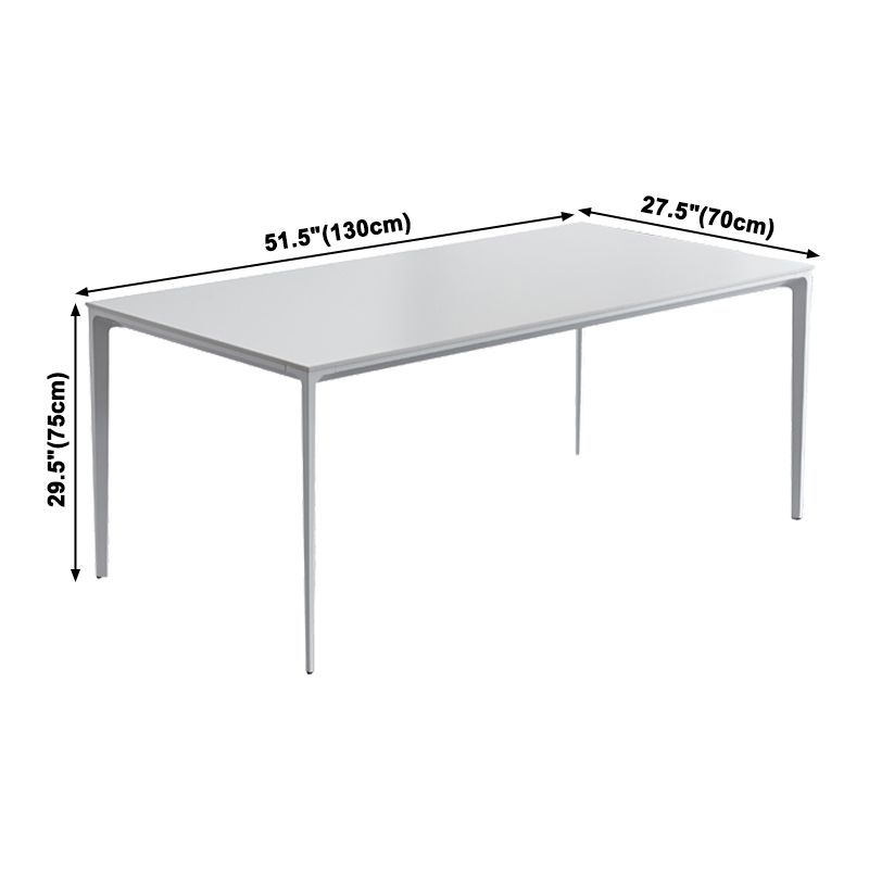 Industrial Rectangle White Dining Table Sintered Stone Standard Dining Table for Kitchen