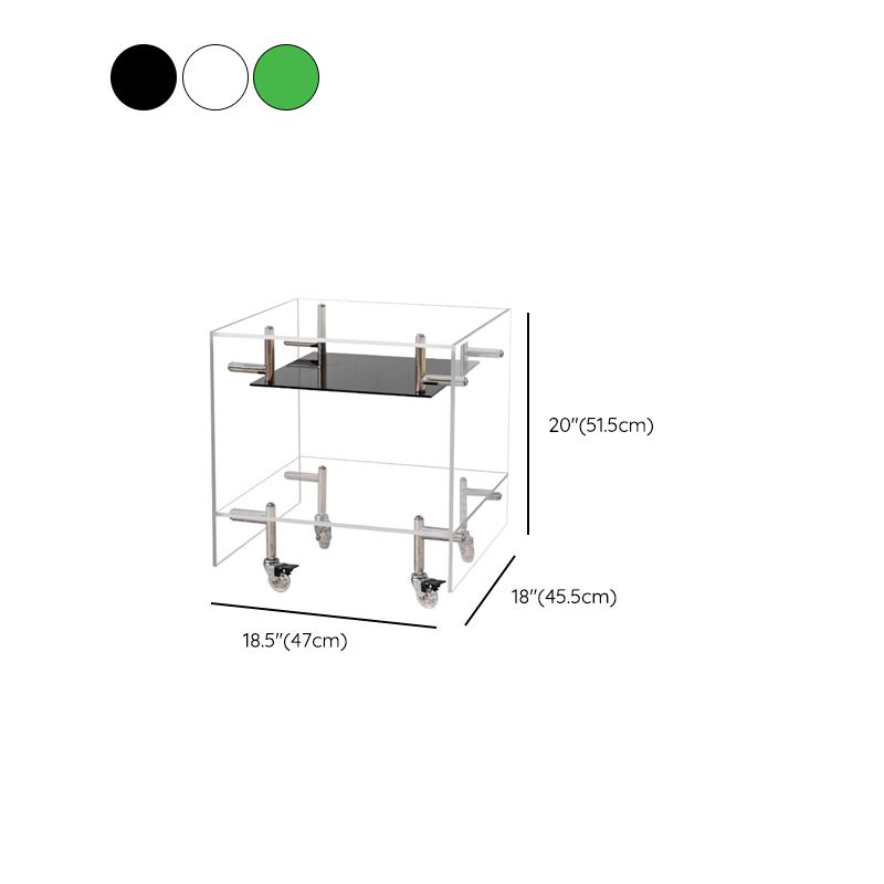 Plastic Rectangular End Table Double Tier Corner Table with Storage