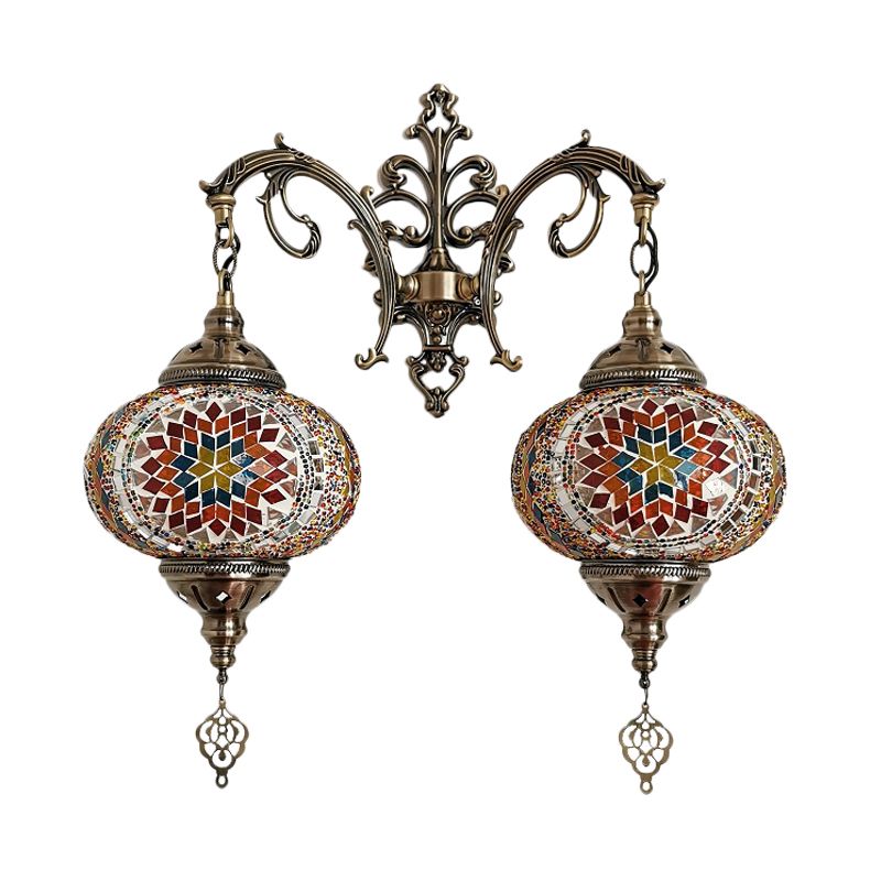 Turkse bol SCONCE LIMMUTE 2 BLIMBEN Handgebroken glazen wandmontage verlichting in wit/rood/roze