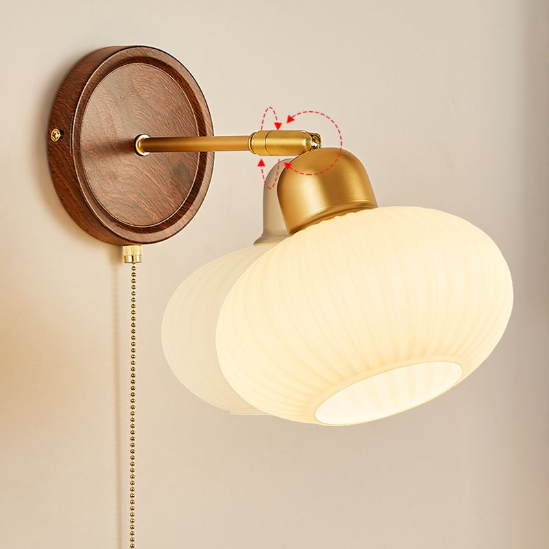 Nordic Style Wall Light Round Shape Wall Lamp with Glass Shade for Bedroom