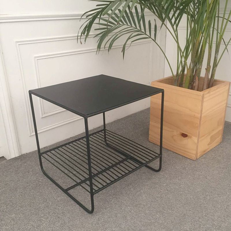Mid-Century Modern Cocktail Table Metal Square Single Coffee Table