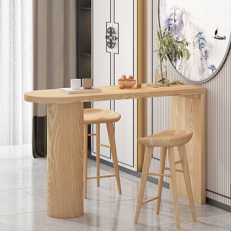 Specialty Pine Wood Top Bar Table Matte Finish Contemporary Pub Table