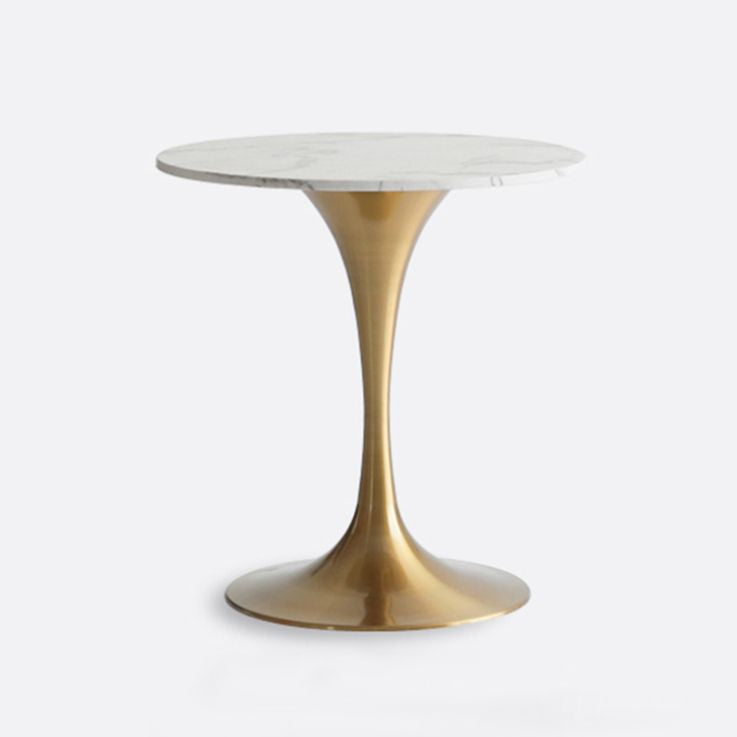 Metal Modern Round Dining Table Marble Top Indoor Table with Tulip Base