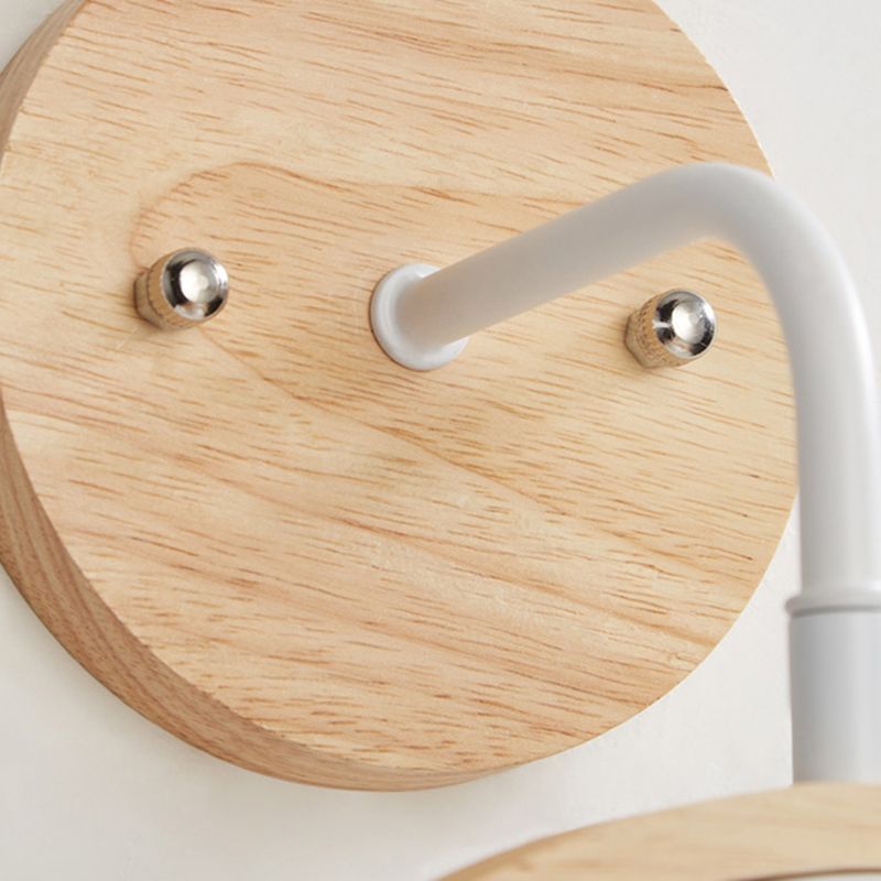 White Globe Shaded Wall Light Contemporary Wood Lighting for Foyer
