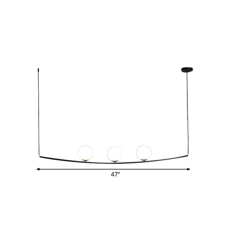 2/3 Lights Bubble Island Light Modern Simple Metal Chandelier Lighting in Black/Gold