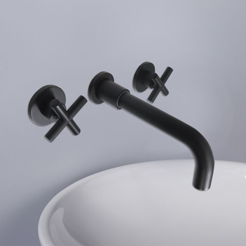 Modern Wall Mounted Sink Faucet Cross Handles Wall Mounted Faucets