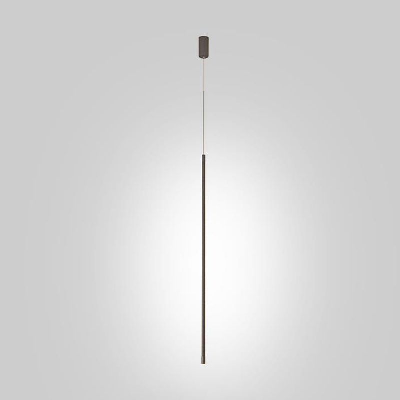 Simple Modern Style Long Line Shape Chandelier Aluminum 1 Light in Black for Living Room Bedroom