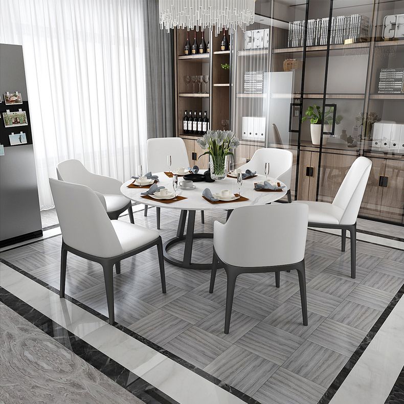 Tavolo da pranzo rotondo contemporaneo bianco sinterizzato in pietra tavolo da pranzo con base di piedistallo