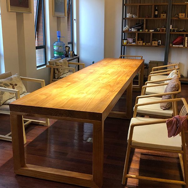 Modern Natural Pine Rectangular Top Dining Table with 4 Legs
