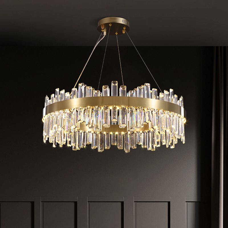Cercle de pendentif en or LED LED CRISTAL HORDing Light pour le salon