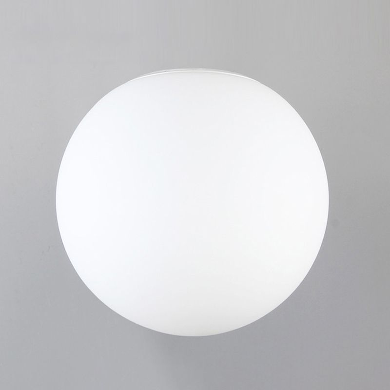 White Contemporary Glass Flush Mount 1-Light Spherical Flush Ceiling Light for Bedroom