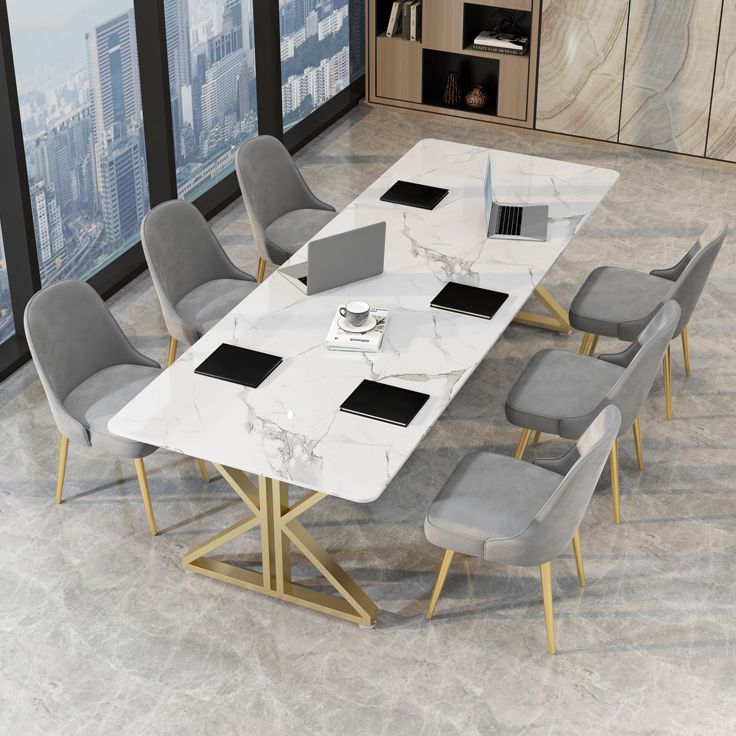 Mesa de comedor de doble pedestal rectángulo Tono blanco con piedra sinterizada