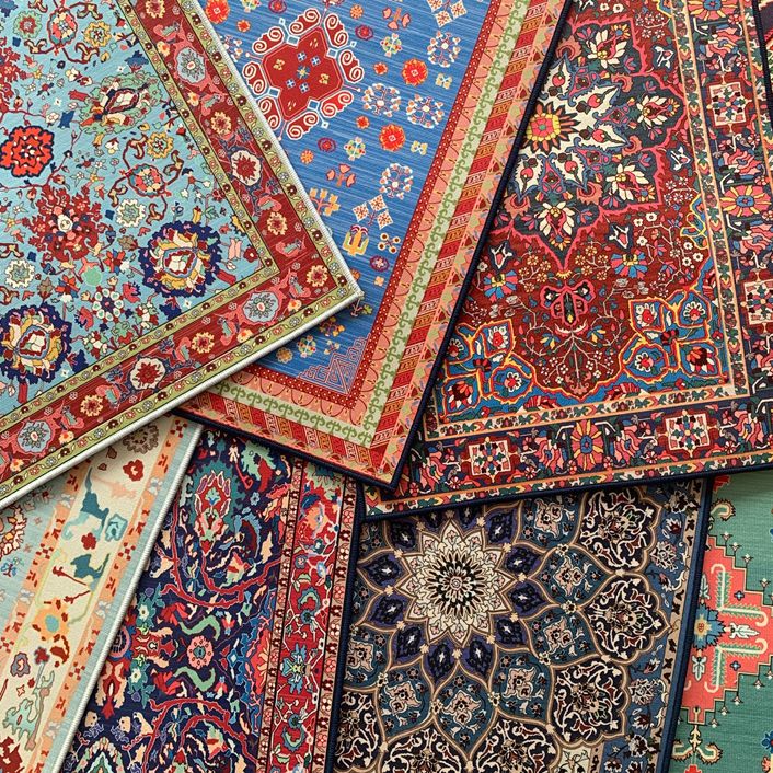 Multikoler viktorianischer Indoor-Teppich Polyester Blumendruck Teppich nicht rutschfest