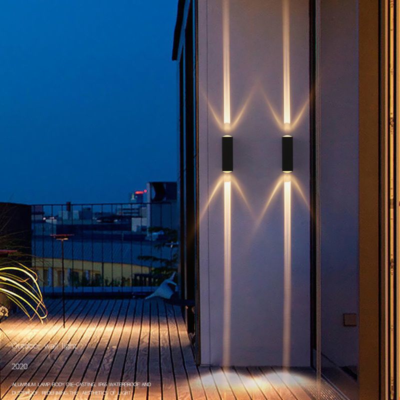 Black Rectangular Metal LED Wall Lamp Double-headed Warm Light Wall Sconce for Villa Corridor