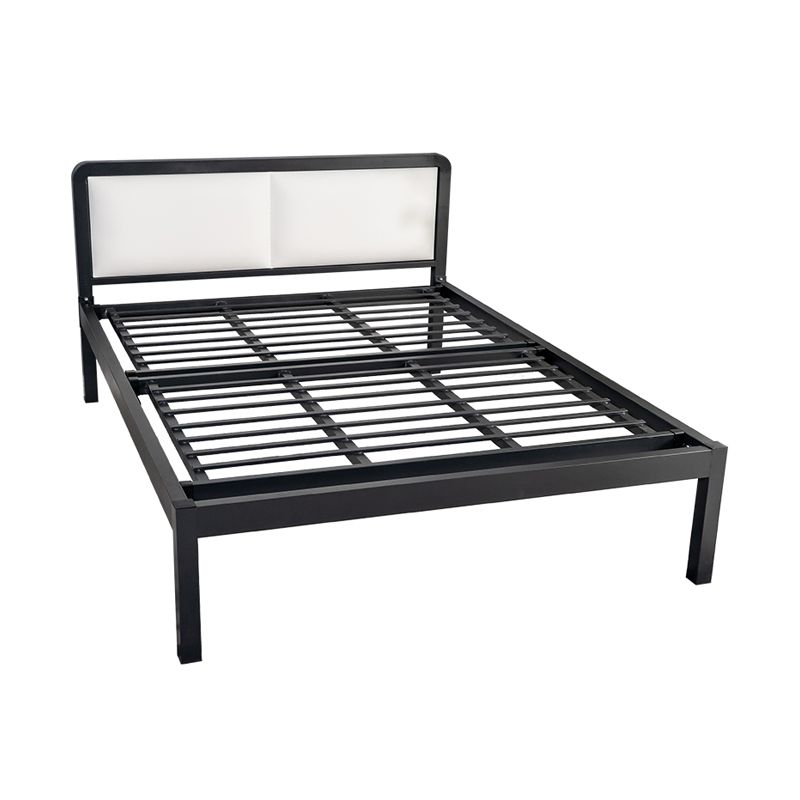 Slat Bed 36.61"H Adjustable Height with Open-Frame Upholstered Headboard