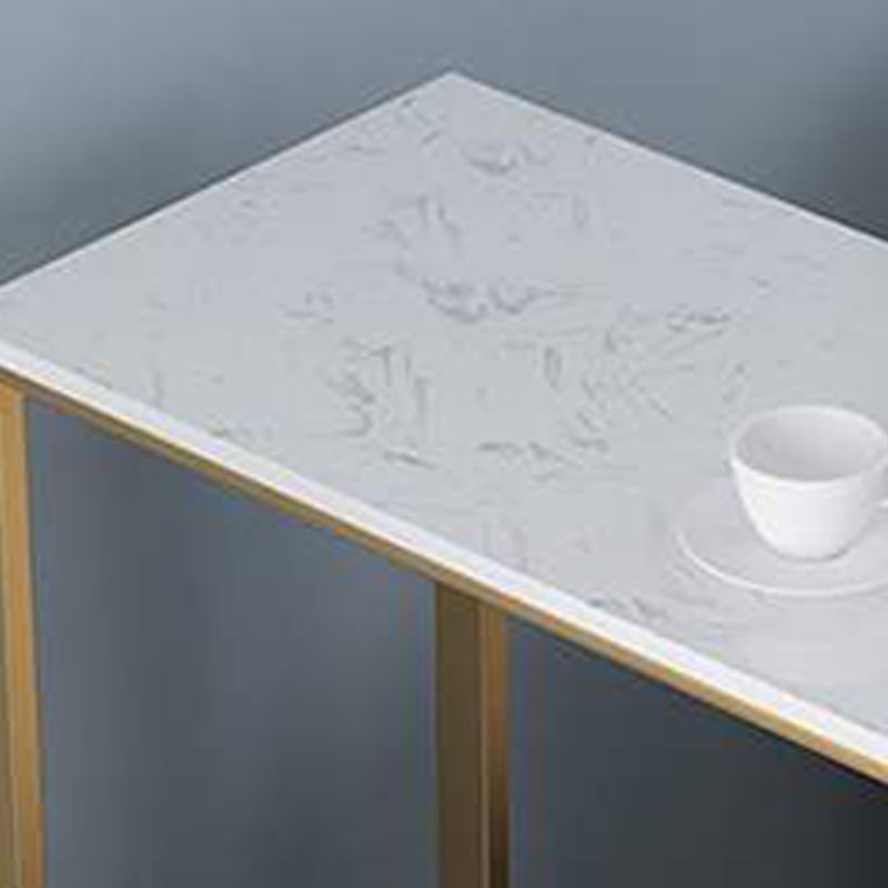 Glam Rectangle Pub Table 3-shelf Faux Marble Bar Height Table with Metal Base