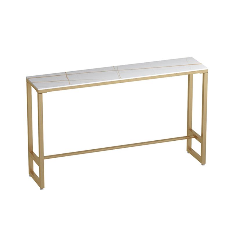 Glam 1/3 Pieces Bar Table Set Rectangle Stone Counter Table with Stools for Milk Tea Shop