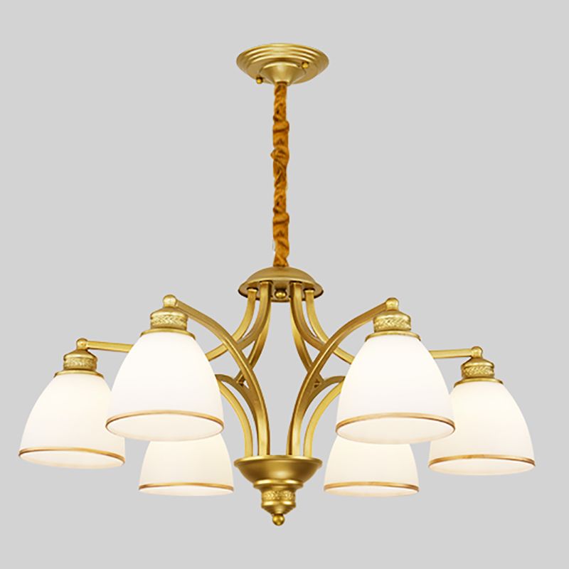 Gold Metal Chandelier Light Fixtures Traditional Multi-Head Hanging Pendant Lamps for Living Room